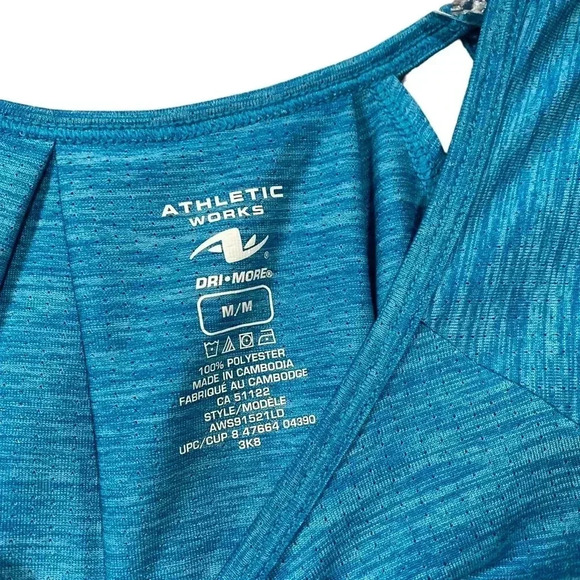 Athletic Works Dri-More, Heathered Blue Sporty Scoop Neck Top, Medium πββοΈ - Picture 3 of 7